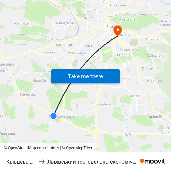 Кільцева Дорога to Львівський торговельно-економічний університет map