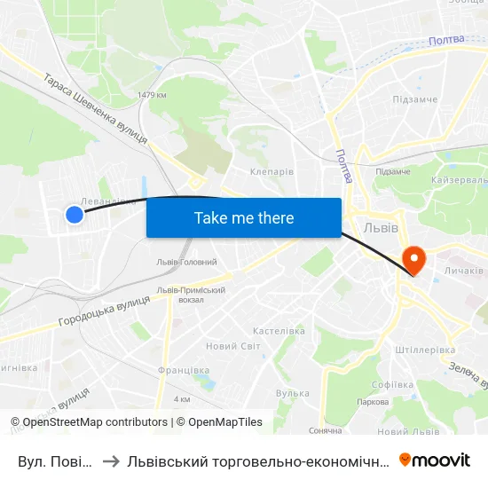 Вул. Повітряна to Львівський торговельно-економічний університет map