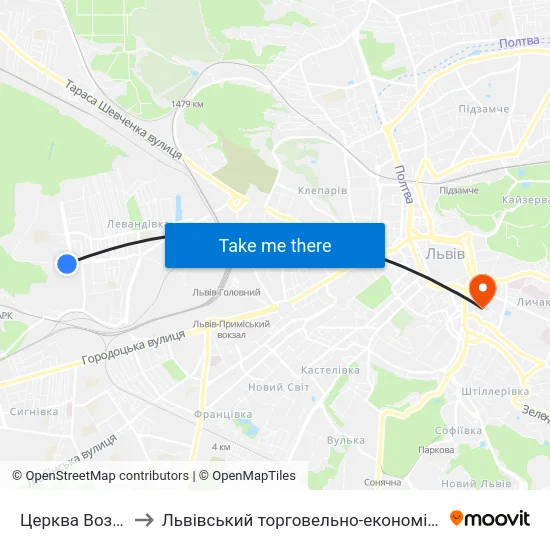 Церква Вознесіння to Львівський торговельно-економічний університет map
