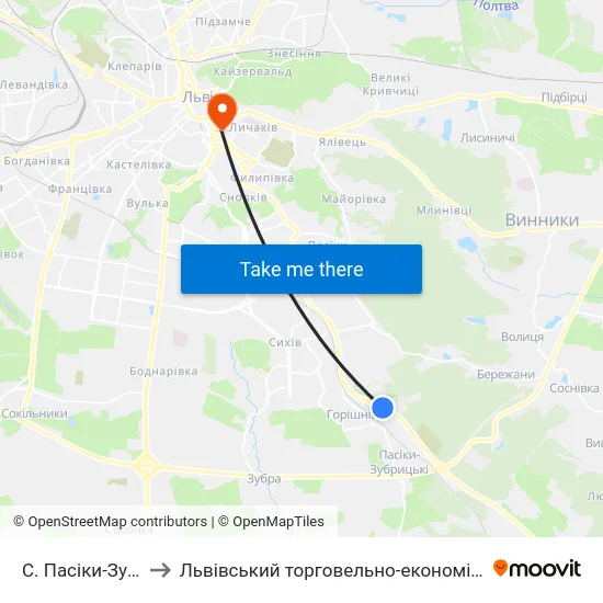 С. Пасіки-Зубрицькі to Львівський торговельно-економічний університет map