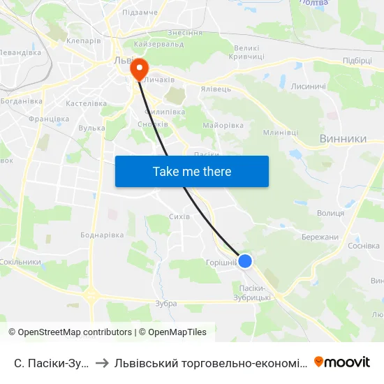 С. Пасіки-Зубрицькі to Львівський торговельно-економічний університет map