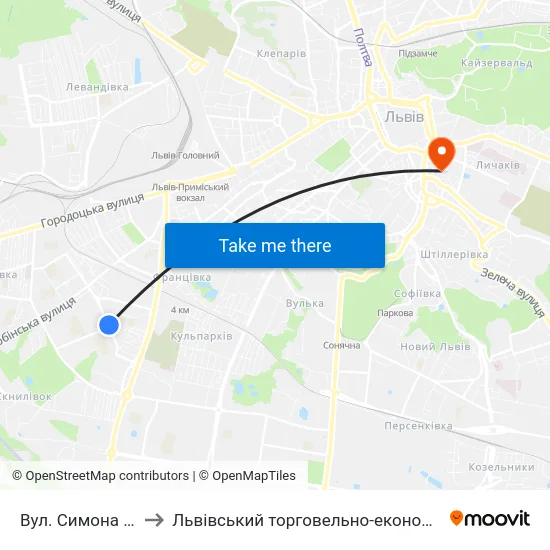 Вул. Симона Петлюри to Львівський торговельно-економічний університет map