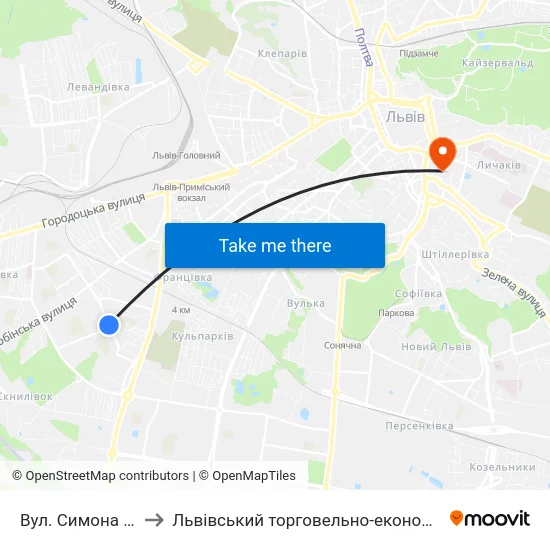 Вул. Симона Петлюри to Львівський торговельно-економічний університет map
