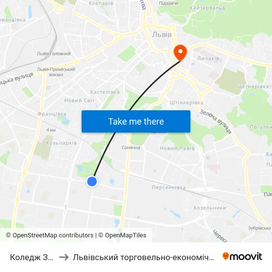 Коледж Зв'Язку to Львівський торговельно-економічний університет map