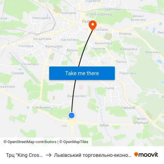 Трц "King Cross Leopolis" to Львівський торговельно-економічний університет map