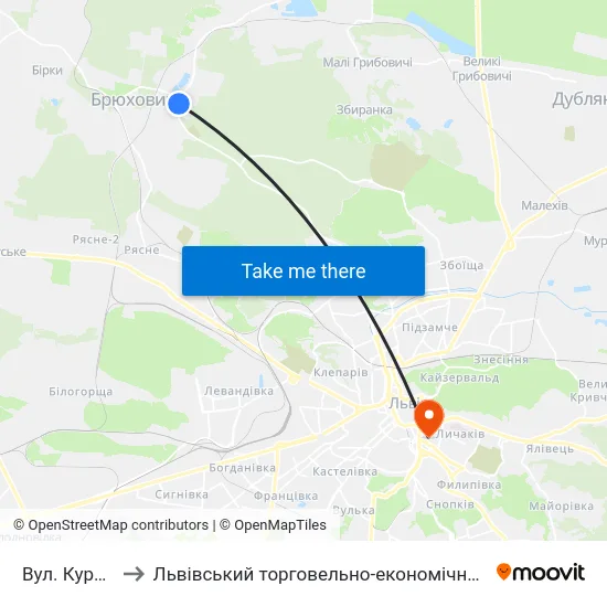 Вул. Курортна to Львівський торговельно-економічний університет map