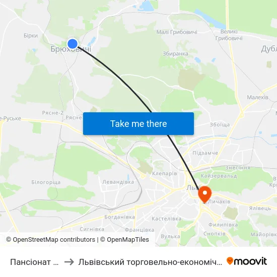 Пансіонат "Львів" to Львівський торговельно-економічний університет map