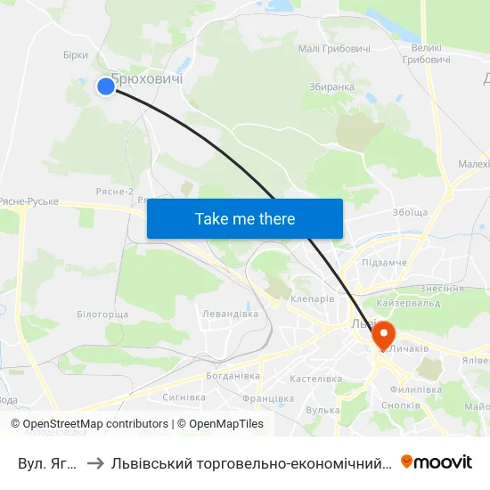 Вул. Ягідна to Львівський торговельно-економічний університет map