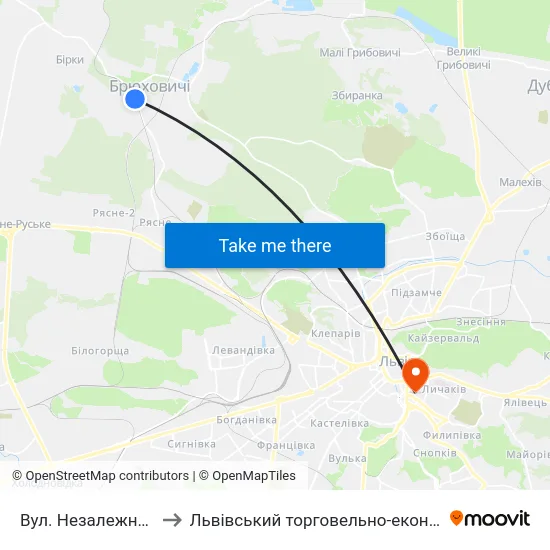 Вул. Незалежності України to Львівський торговельно-економічний університет map