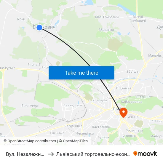 Вул. Незалежності України to Львівський торговельно-економічний університет map
