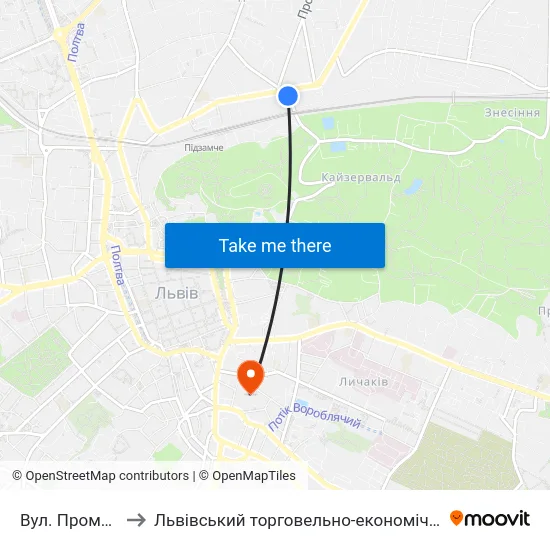 Вул. Промислова to Львівський торговельно-економічний університет map
