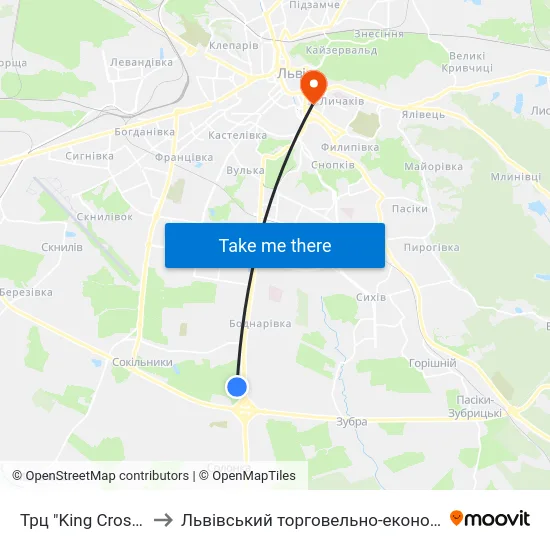 Трц "King Cross Leopolis" to Львівський торговельно-економічний університет map