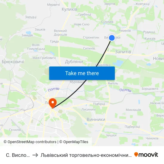 С. Вислобоки to Львівський торговельно-економічний університет map