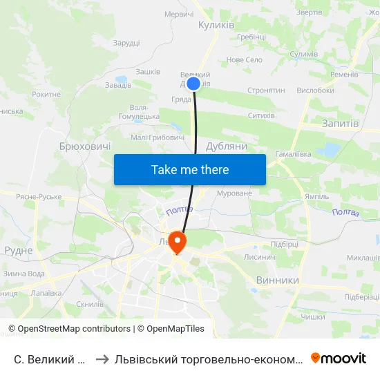 С. Великий Дорошів to Львівський торговельно-економічний університет map