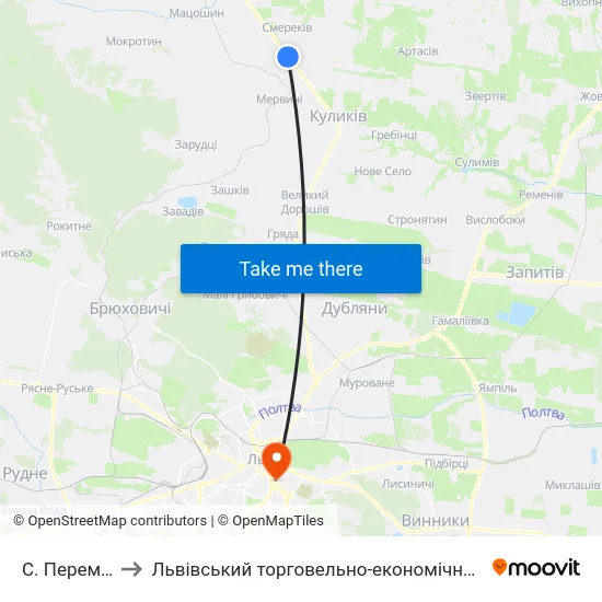 С. Перемивки to Львівський торговельно-економічний університет map