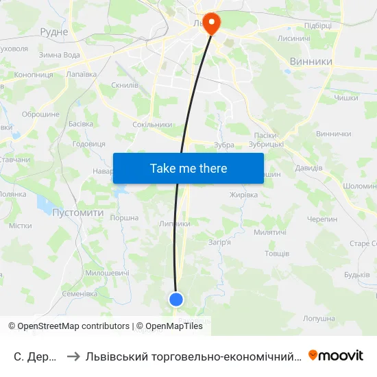 С. Деревач to Львівський торговельно-економічний університет map
