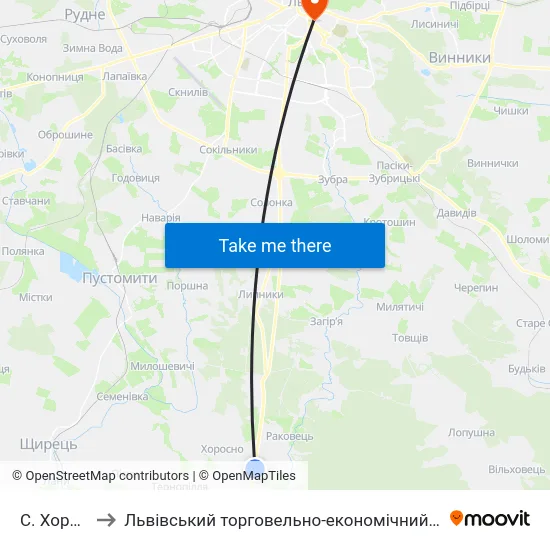 С. Хоросно to Львівський торговельно-економічний університет map