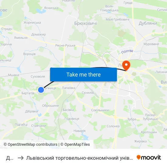 Дачі to Львівський торговельно-економічний університет map