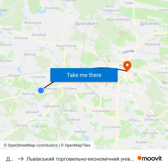 Дачі to Львівський торговельно-економічний університет map