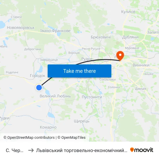 С. Черляни to Львівський торговельно-економічний університет map
