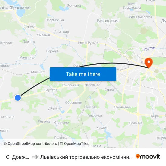 С. Довжанка to Львівський торговельно-економічний університет map
