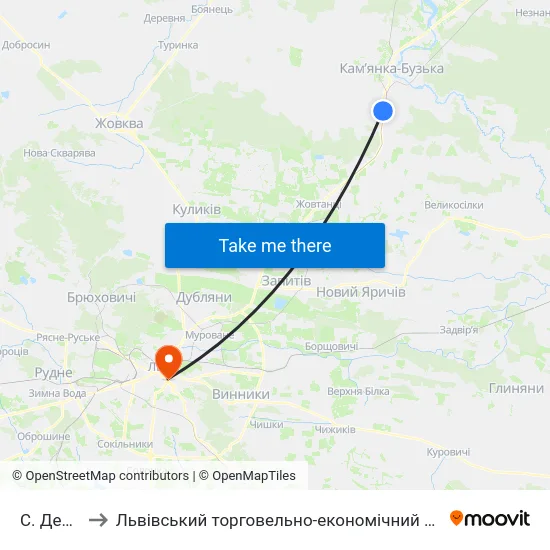 С. Дернів to Львівський торговельно-економічний університет map