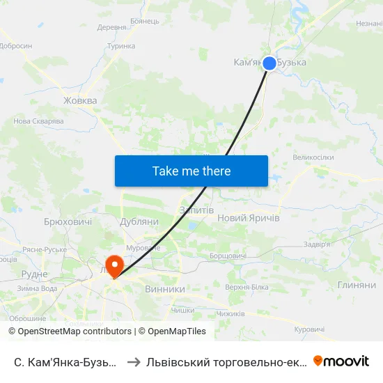 С. Кам'Янка-Бузька (Вул. Хомина) to Львівський торговельно-економічний університет map