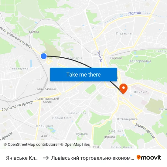 Янівське Кладовище to Львівський торговельно-економічний університет map