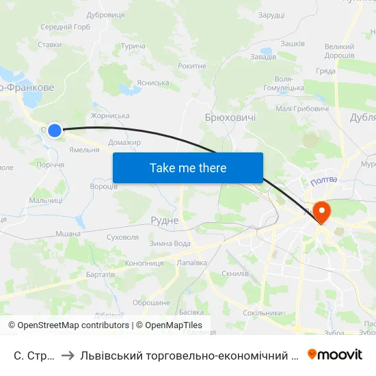 С. Страдч to Львівський торговельно-економічний університет map