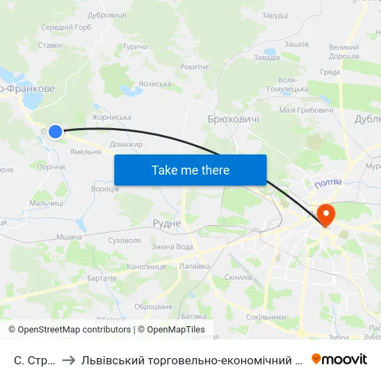 С. Страдч to Львівський торговельно-економічний університет map
