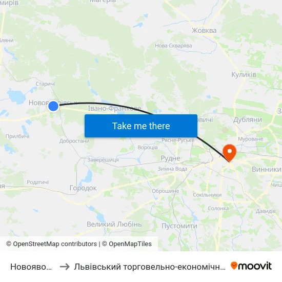 Новояворівськ to Львівський торговельно-економічний університет map