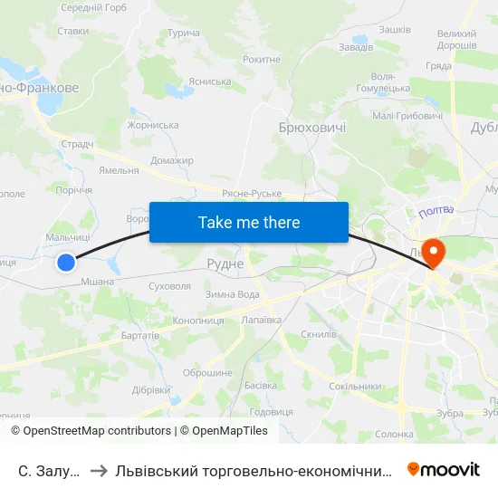 С. Залужжя to Львівський торговельно-економічний університет map