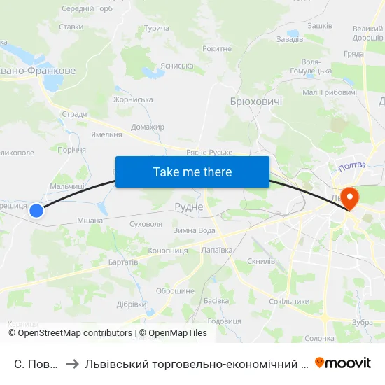 С. Повітно to Львівський торговельно-економічний університет map