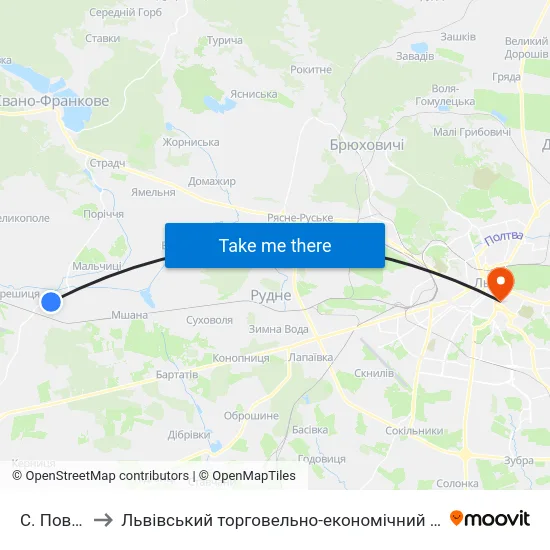 С. Повітно to Львівський торговельно-економічний університет map
