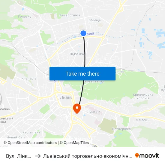 Вул. Лінкольна to Львівський торговельно-економічний університет map