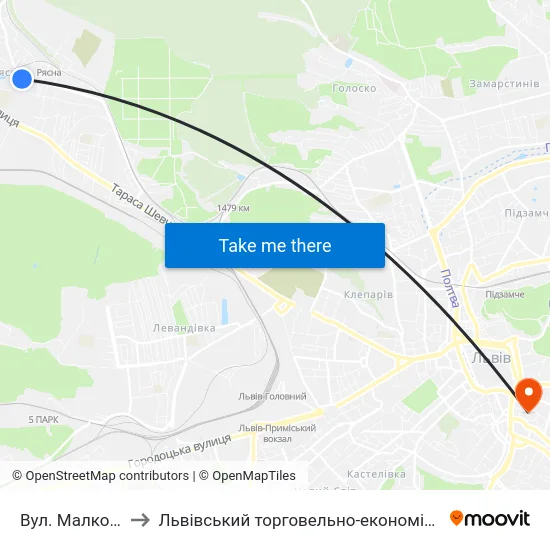 Вул. Малковицька to Львівський торговельно-економічний університет map