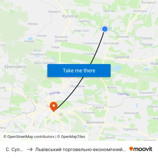 С. Сулимів to Львівський торговельно-економічний університет map