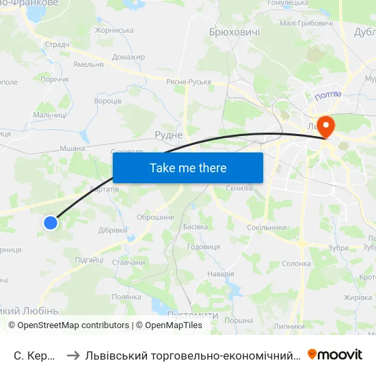 С. Керниця to Львівський торговельно-економічний університет map