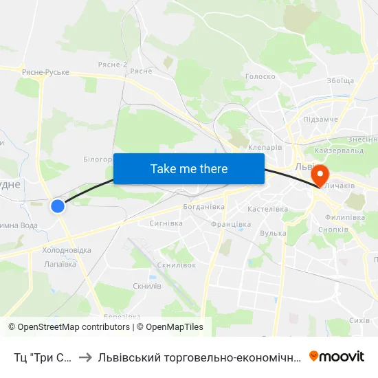 Тц "Три Слони" to Львівський торговельно-економічний університет map