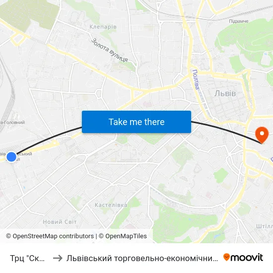 Трц "Скриня" to Львівський торговельно-економічний університет map