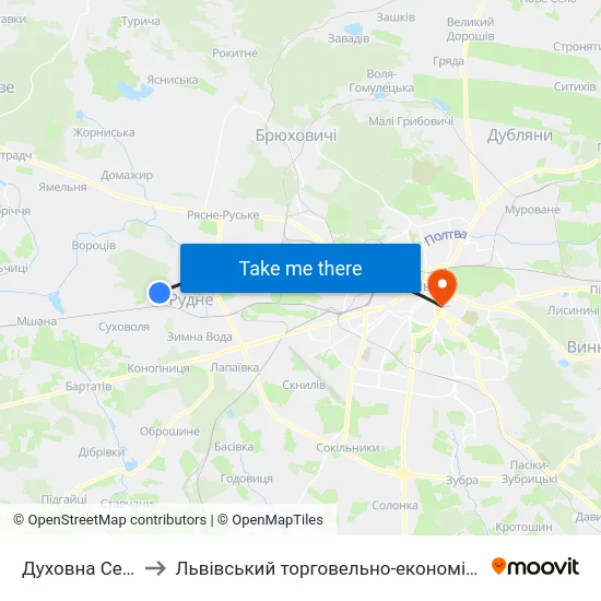 Духовна Семінарія to Львівський торговельно-економічний університет map