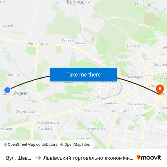Вул. Шевченка to Львівський торговельно-економічний університет map