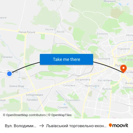 Вул. Володимира Великого to Львівський торговельно-економічний університет map
