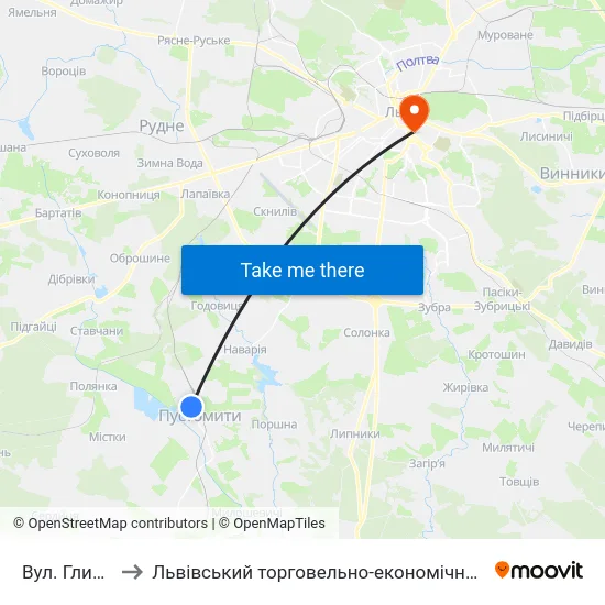 Вул. Глинська to Львівський торговельно-економічний університет map