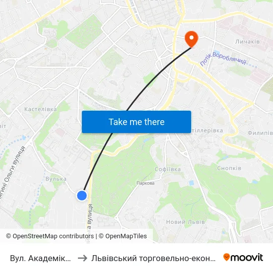 Вул. Академіка Сахарова to Львівський торговельно-економічний університет map