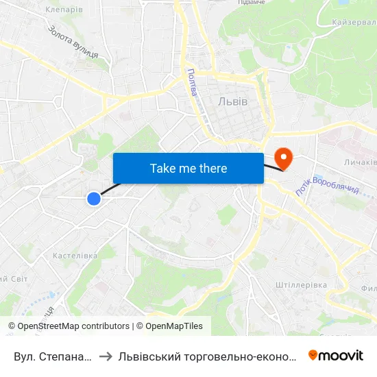 Вул. Степана Бандери to Львівський торговельно-економічний університет map