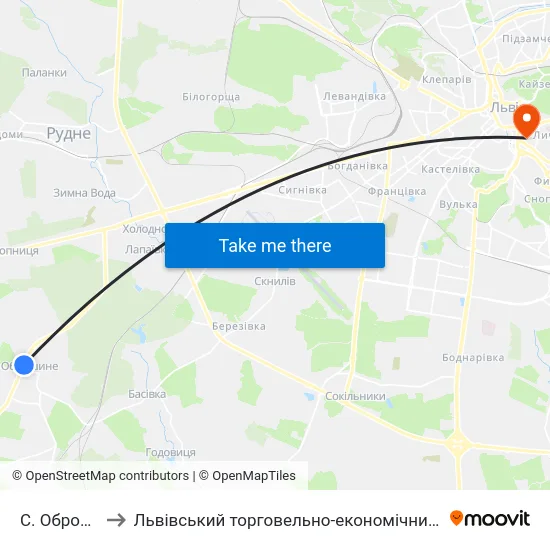 С. Оброшине to Львівський торговельно-економічний університет map