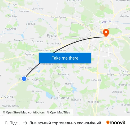 С. Підгайці to Львівський торговельно-економічний університет map