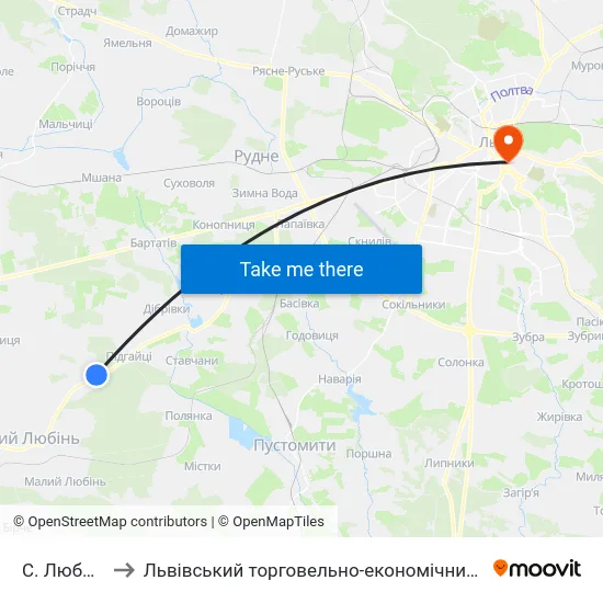 С. Любовичі to Львівський торговельно-економічний університет map