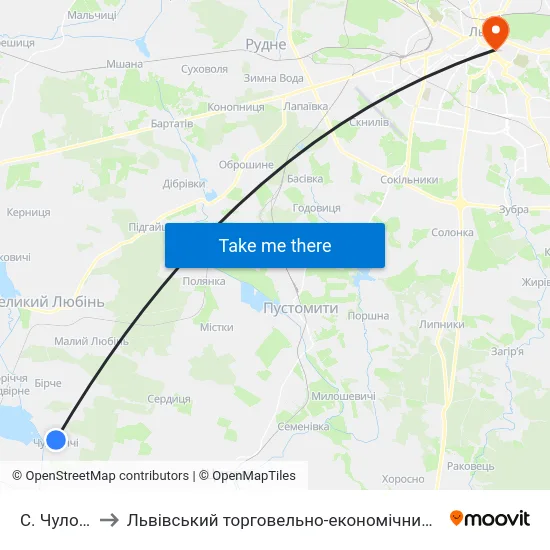 С. Чуловичі to Львівський торговельно-економічний університет map
